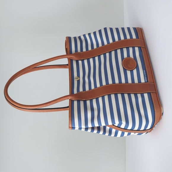 Dooney & Bourke Handbags - Dooney Bourke Sullivan Layla Tote Bag Midnight Blue White Stripe